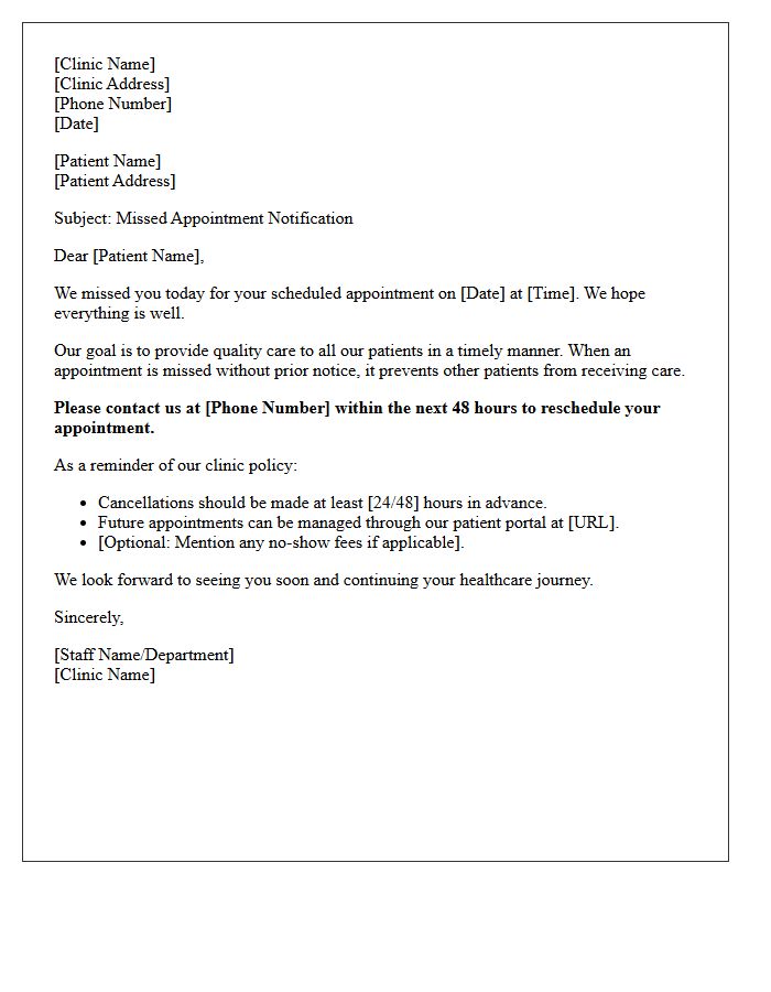 Medical Clinic No-Show Rescheduling And Future Reminder Letter