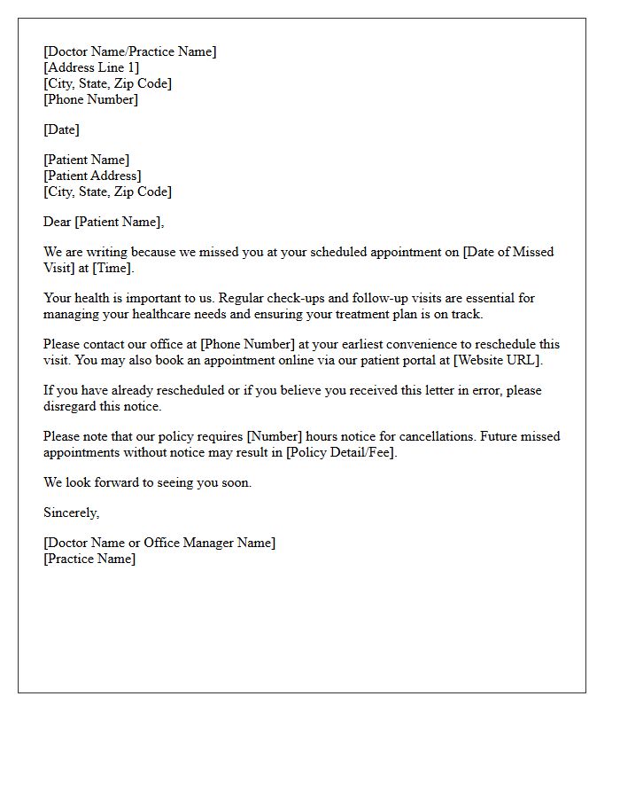 General Practitioner Missed Visit Rescheduling And Reminder Letter