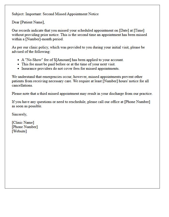 Clinic Policy Letter on Second Missed Appointment