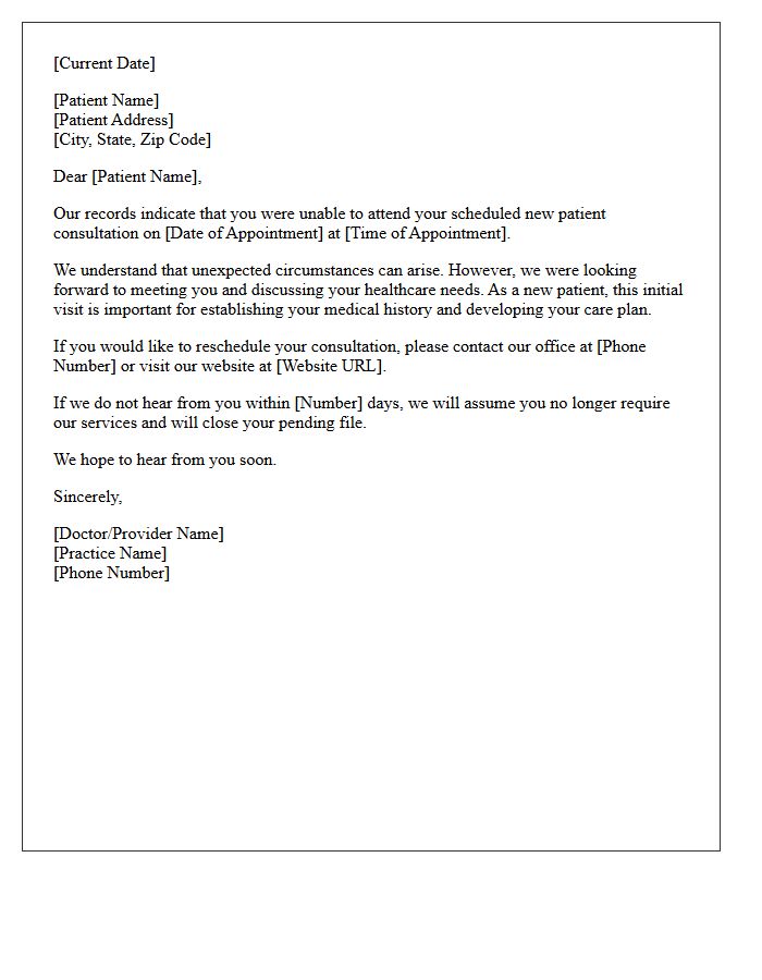 Missed Appointment Letter for New Patient Consultation