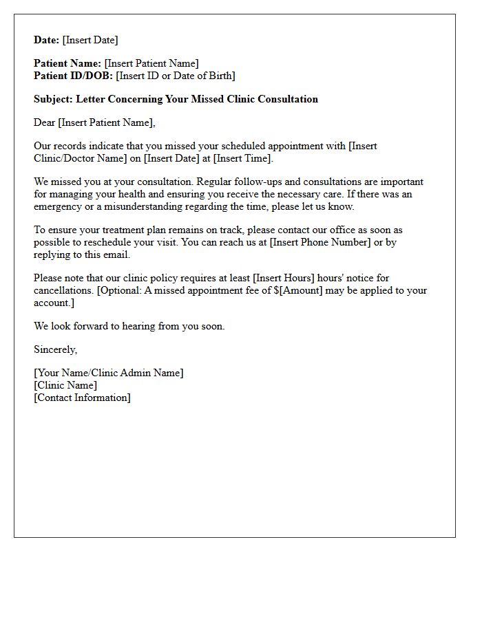 Letter Concerning Your Missed Clinic Consultation
