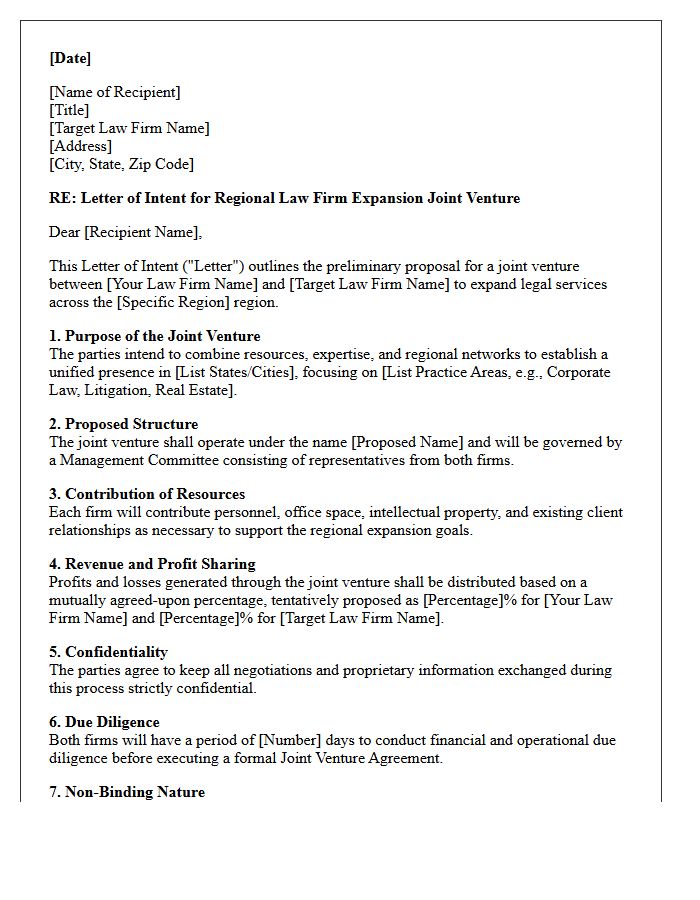 Letter of Intent for Regional Law Firm Expansion Joint Venture