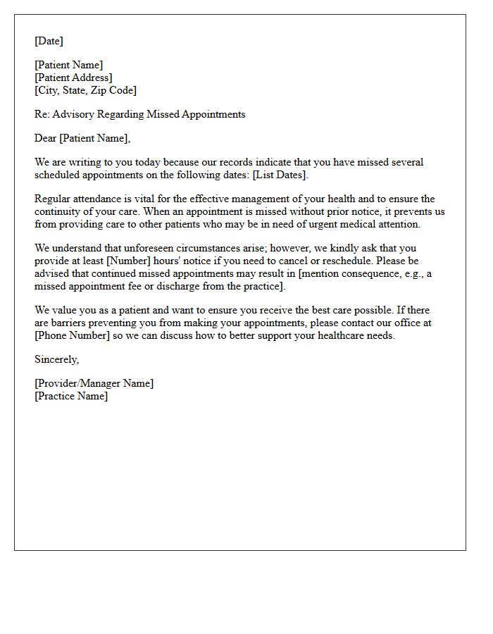 Patient Advisory Letter for Chronic Missed Appointments