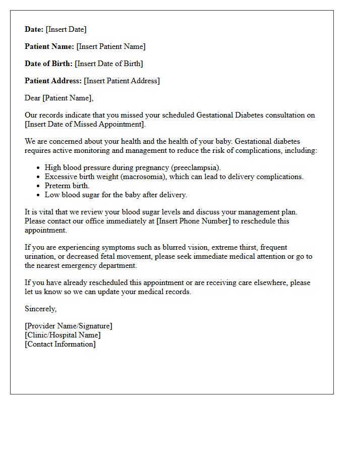 Gestational Diabetes Missed Consultation Safety Letter