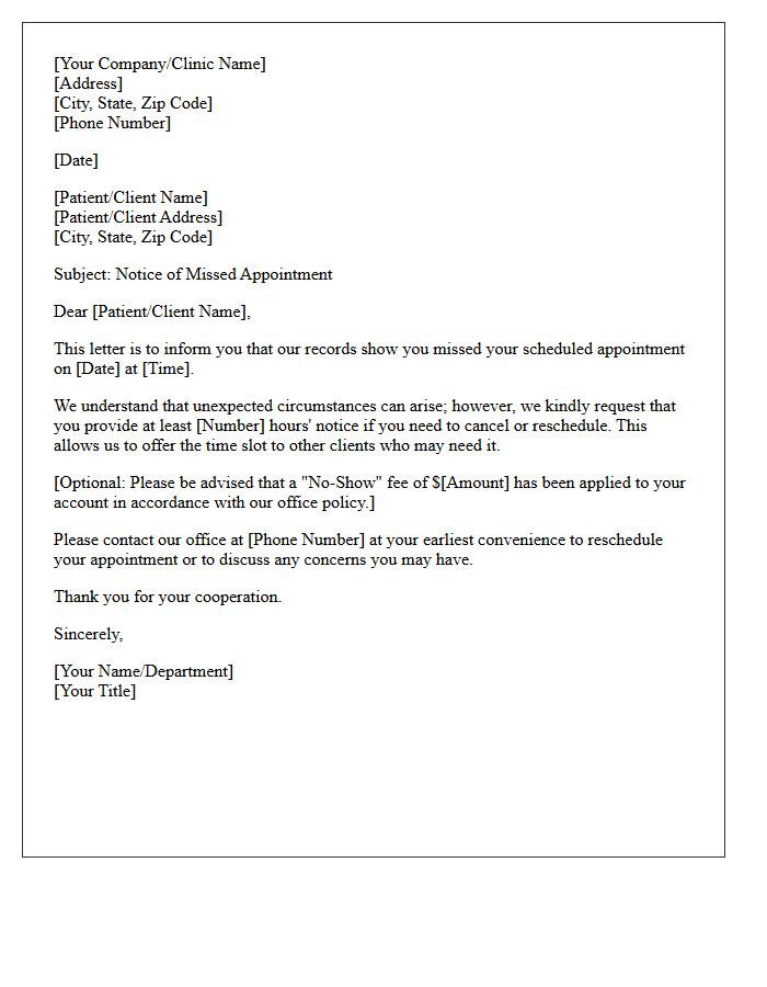 Missed Appointment Notice Letter