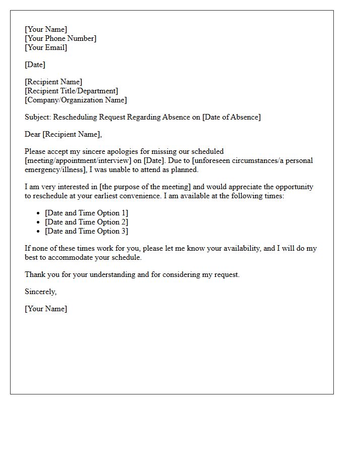 Rescheduling Request Letter After Absence