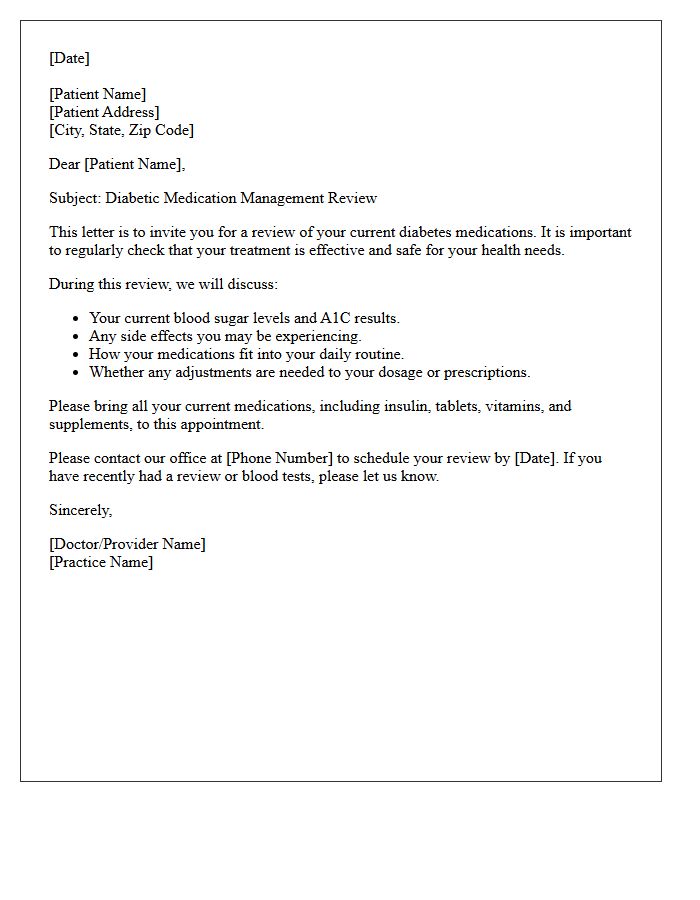 Diabetic Medication Management Review Letter