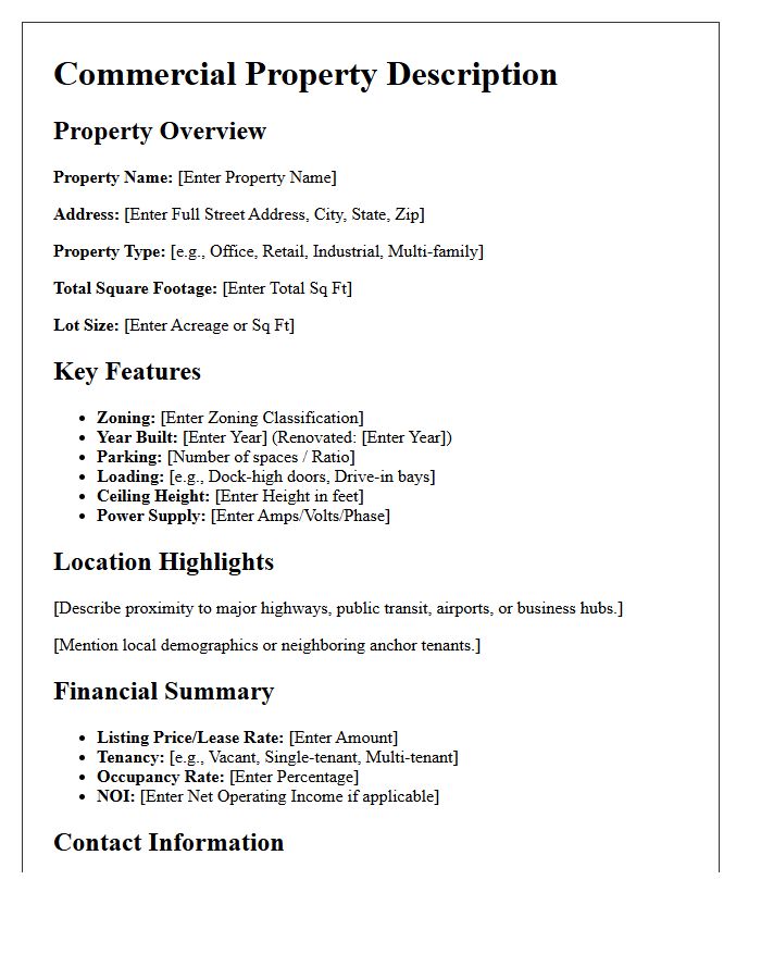 Target Commercial Property Description