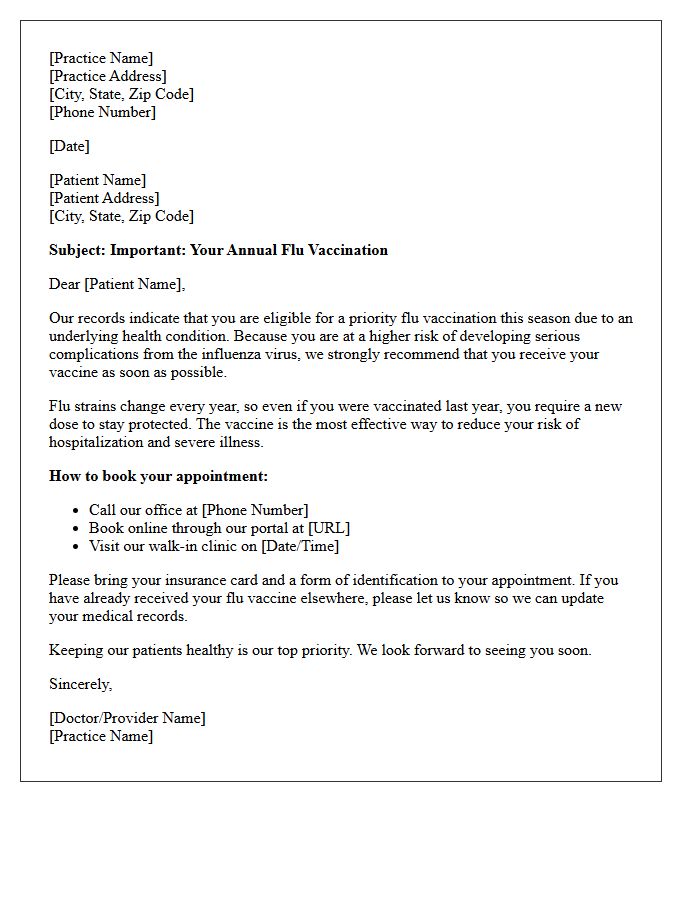 High-Risk Patient Influenza Immunization Recall Letter