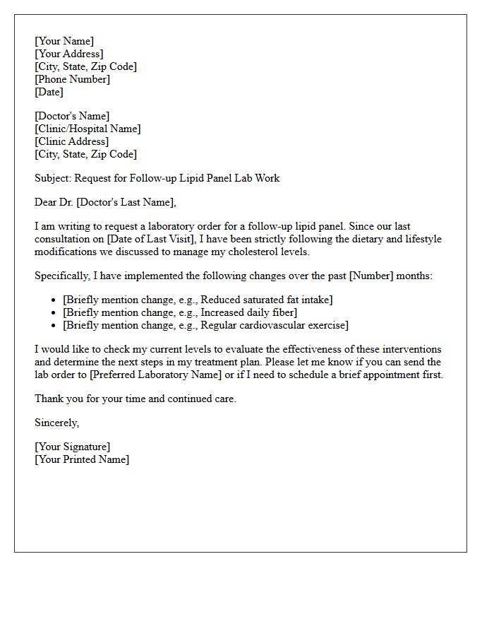 Post-Dietary Modification Lipid Test Letter