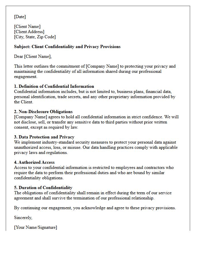 Client Confidentiality And Privacy Provisions