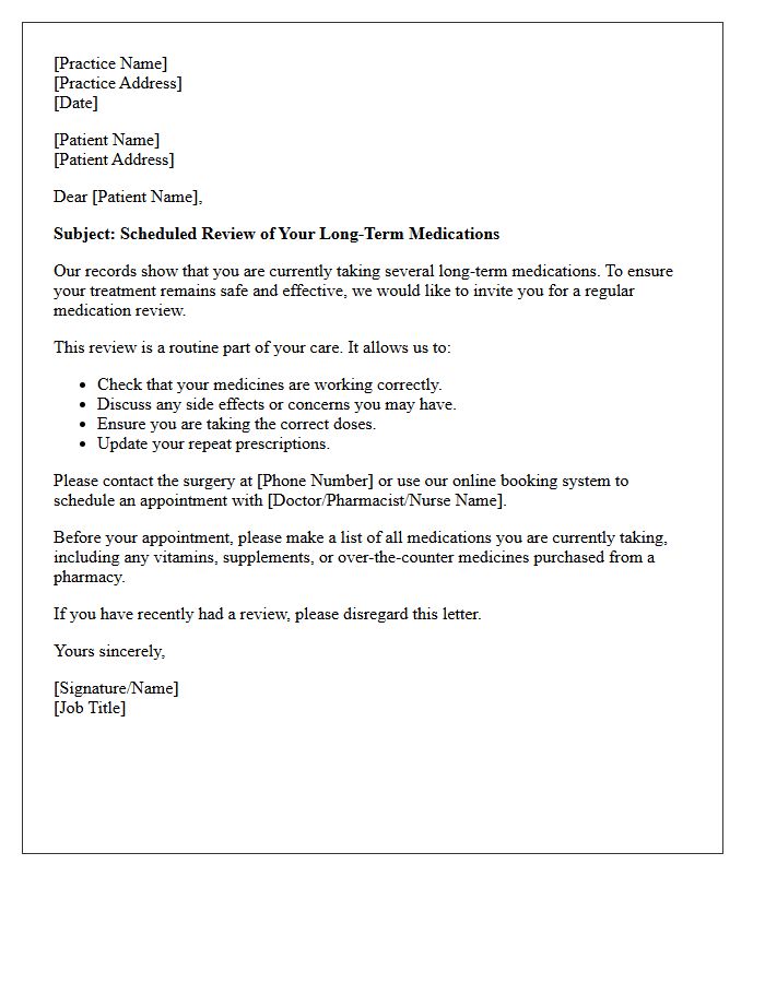 Regular Polypharmacy Management Recall Letter