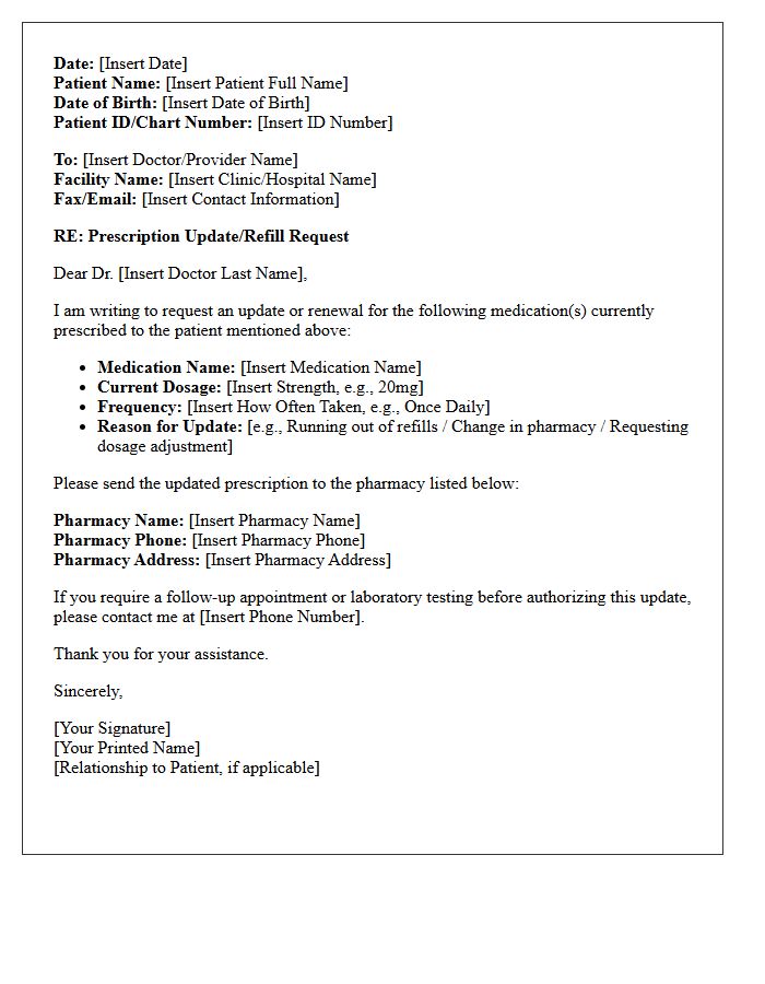 Patient Prescription Update Request Letter