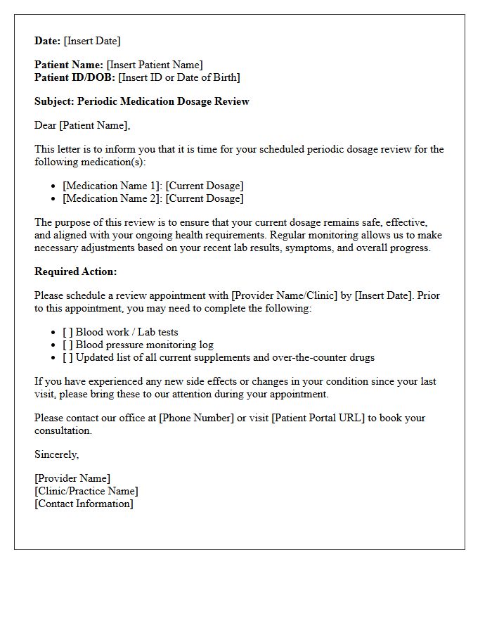 Periodic Dosage Review and Management Letter