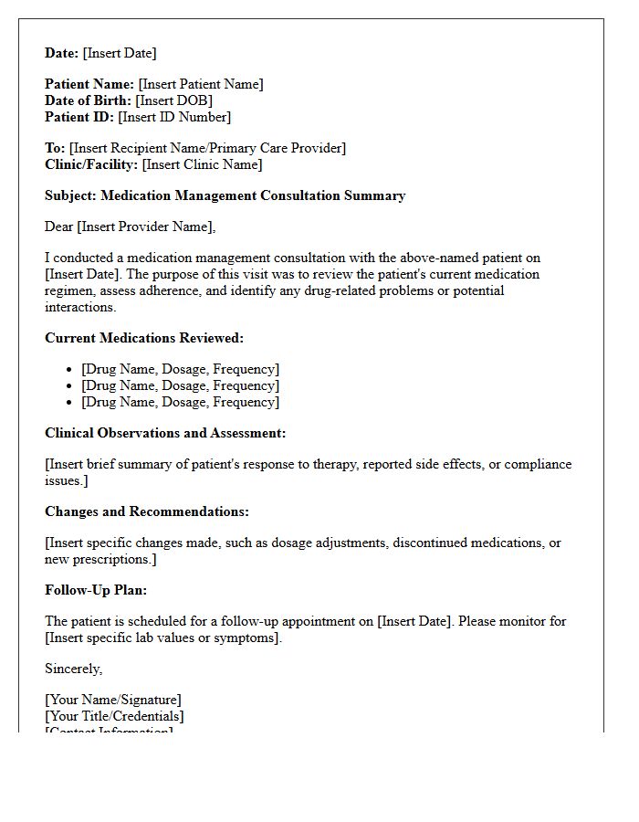Standard Medication Management Consultation Letter