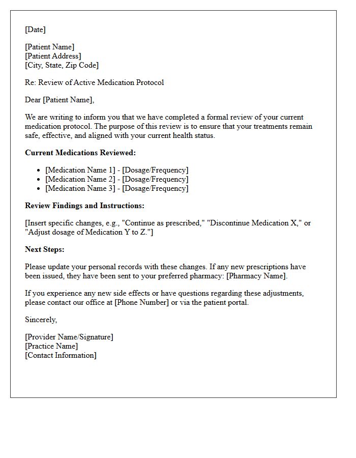 Active Medication Protocol Review Letter