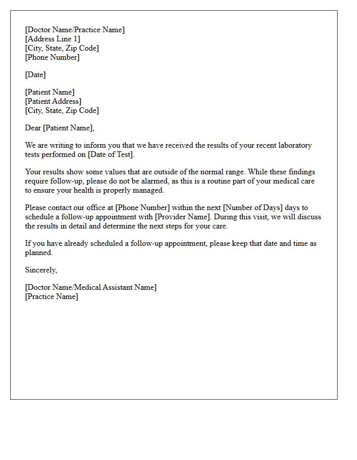 Routine Abnormal Laboratory Result Recall Letter