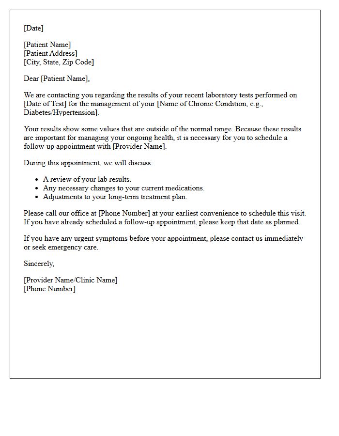 Chronic Care Abnormal Laboratory Recall Letter