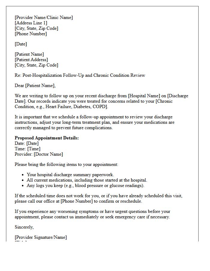 Chronic Condition Post-Hospital Discharge Review Letter