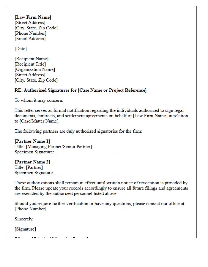 Authorized Law Firm Partner Signatures