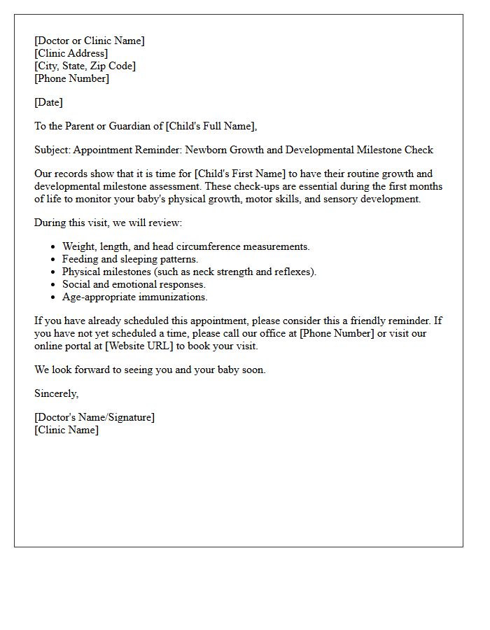 Newborn Growth And Developmental Milestone Recall Letter