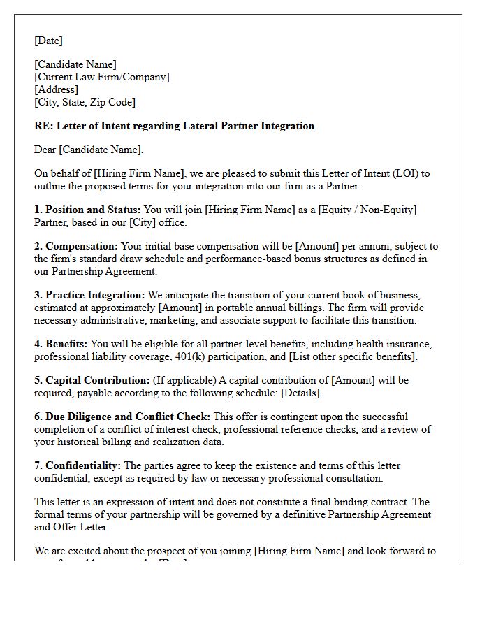 Letter of Intent for Lateral Partner Integration