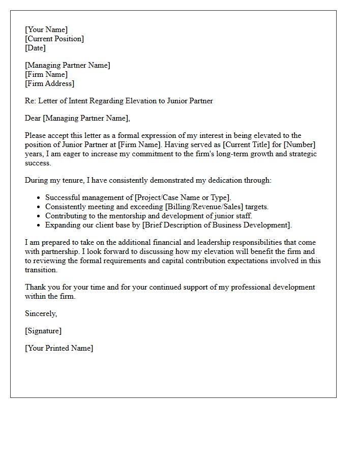 Junior Partner Elevation Letter of Intent