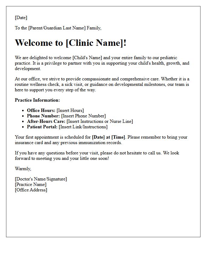 Pediatrician Welcome to the Family Letter