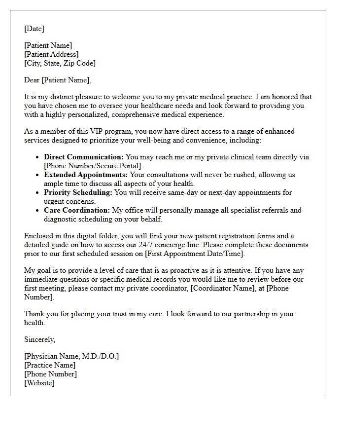 Private Physician VIP Onboarding Letter