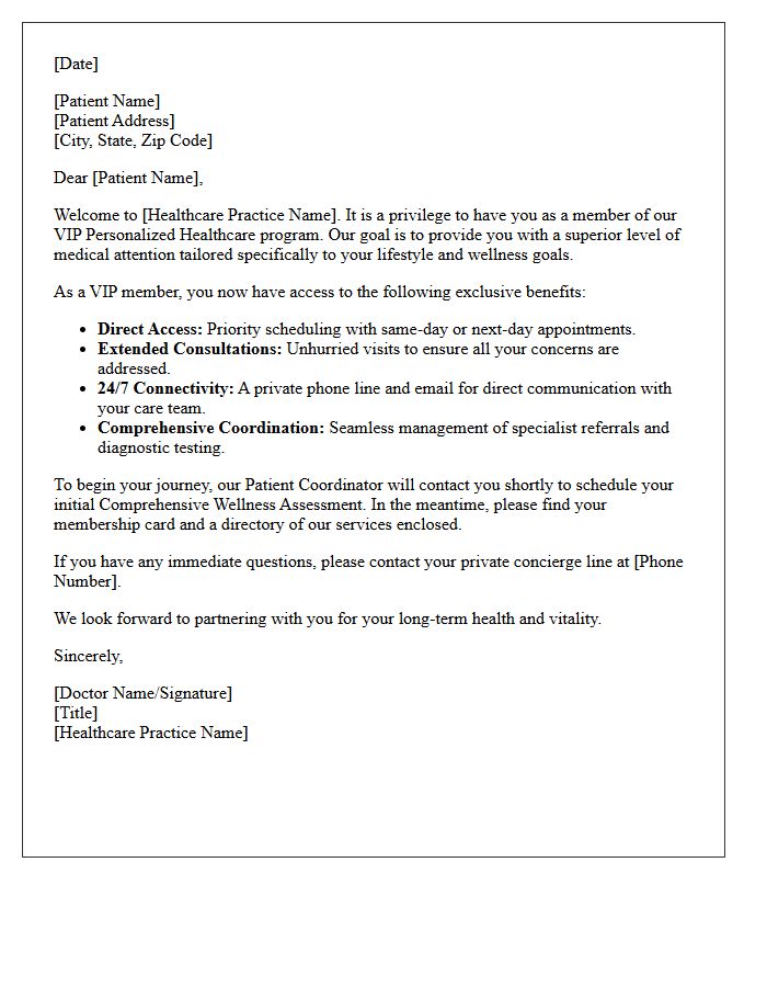 Personalized Healthcare VIP Welcome Letter