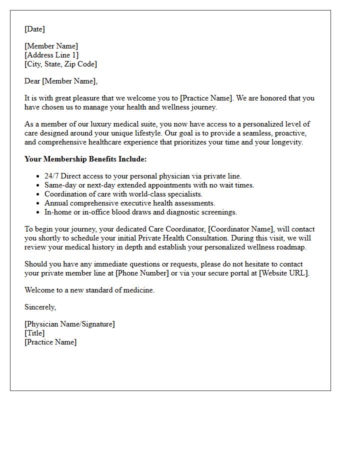 Luxury Medicine Member Welcome Letter