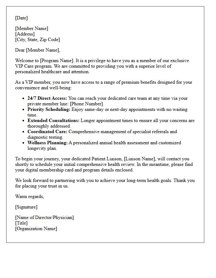 Comprehensive VIP Care Welcome Letter