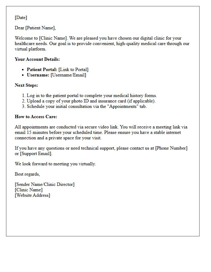 Digital Healthcare Clinic New Patient Welcome Letter