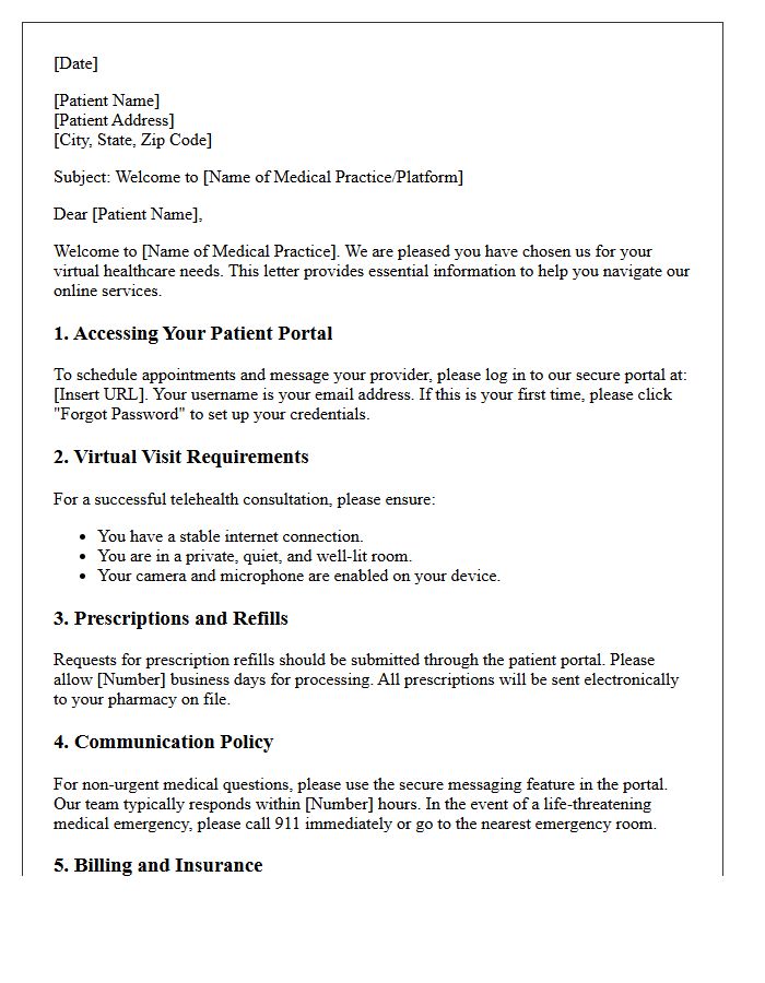 Online Medical Provider Patient Orientation Letter