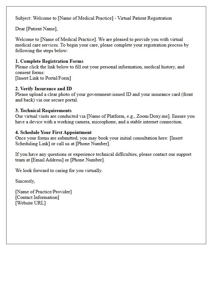 Virtual Medical Services Patient Registration Letter