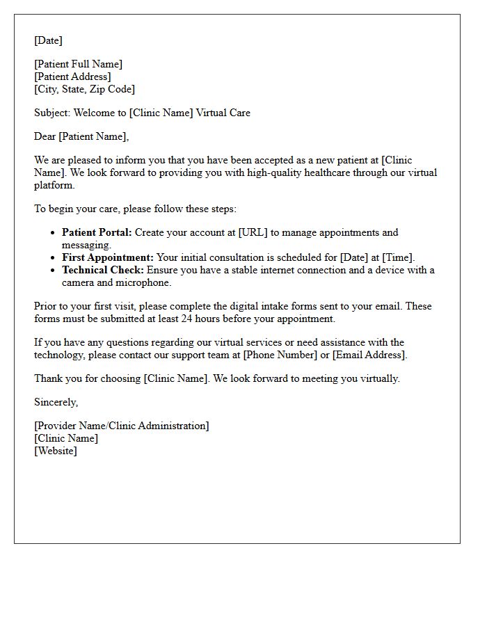 Virtual Care Clinic Patient Acceptance Letter