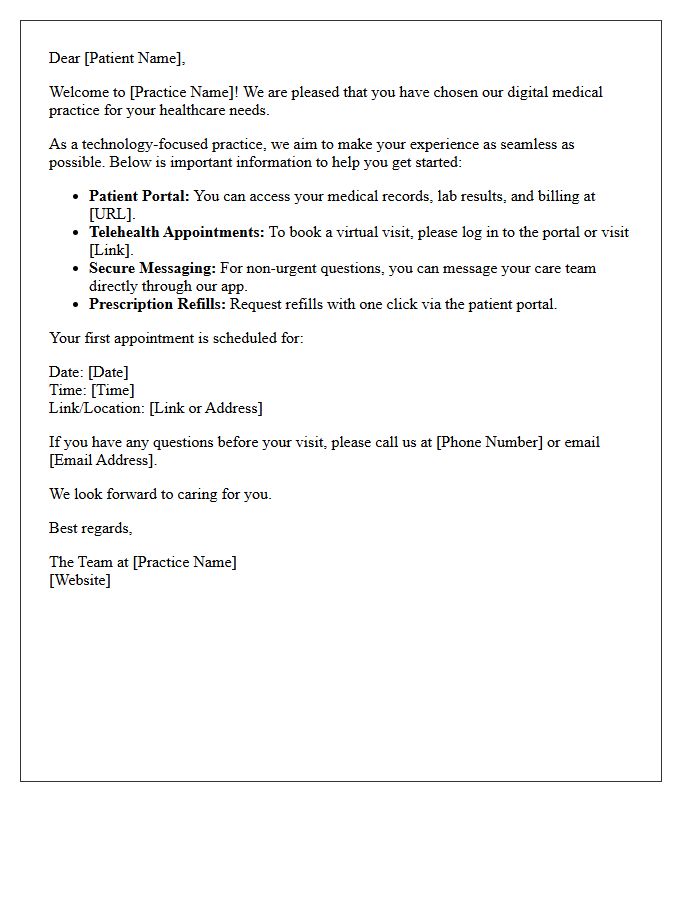 Digital Medical Practice Welcome Letter