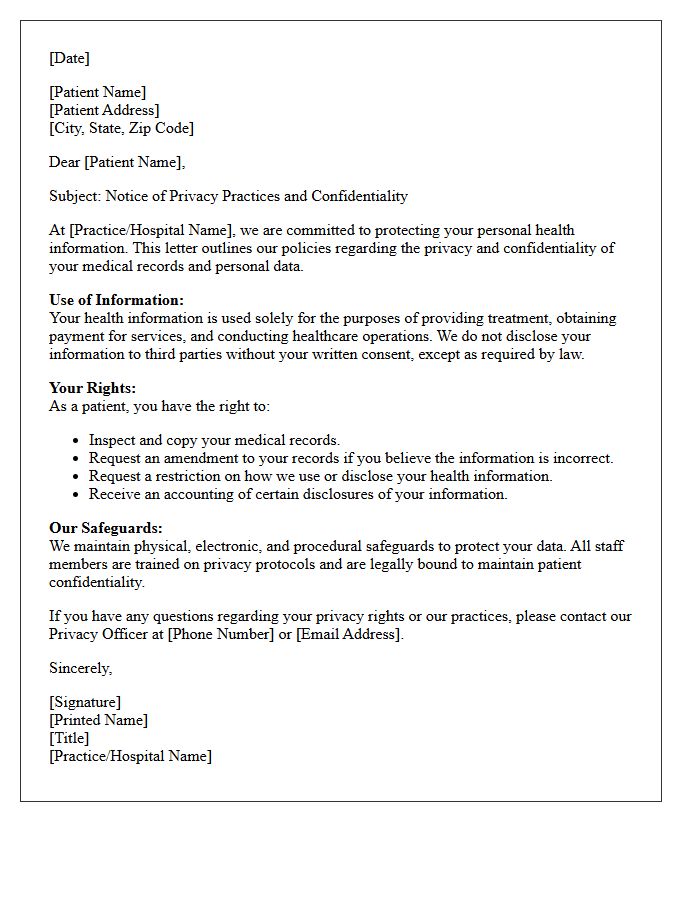 Patient Privacy and Confidentiality Letter