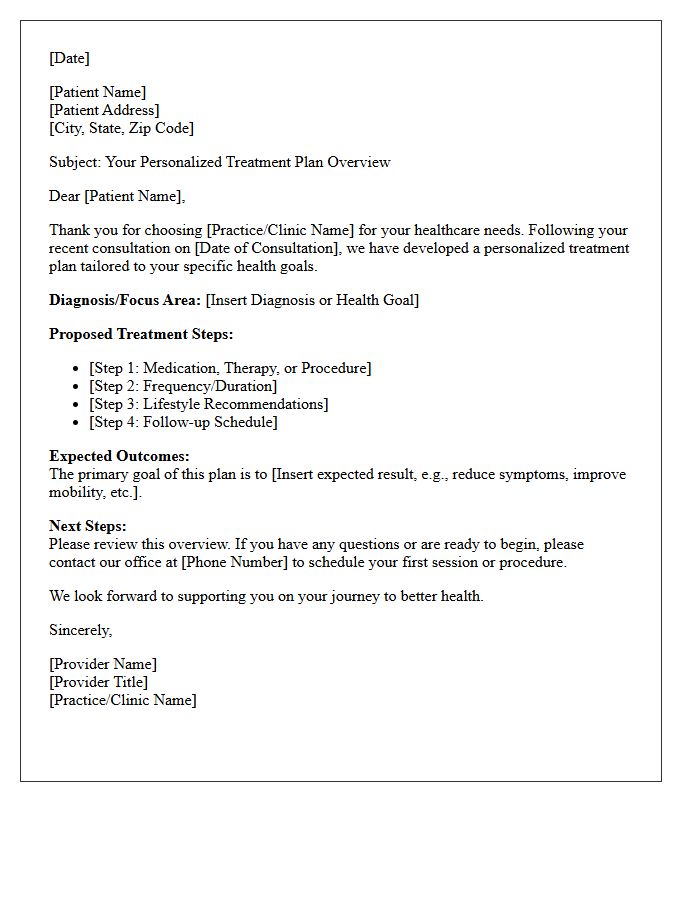 Personalized Treatment Plan Overview Letter