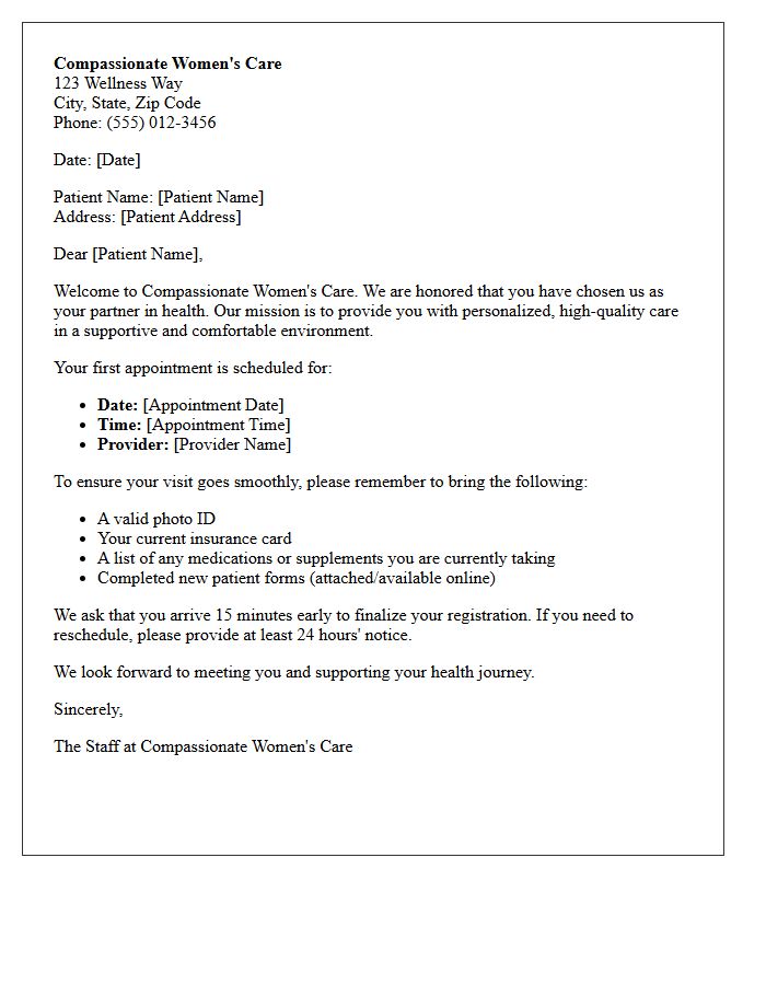 Compassionate Women’s Care Welcome Letter