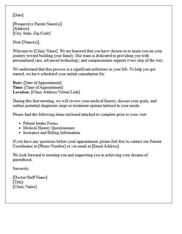 Fertility Clinic Prospective Parent Welcome Letter