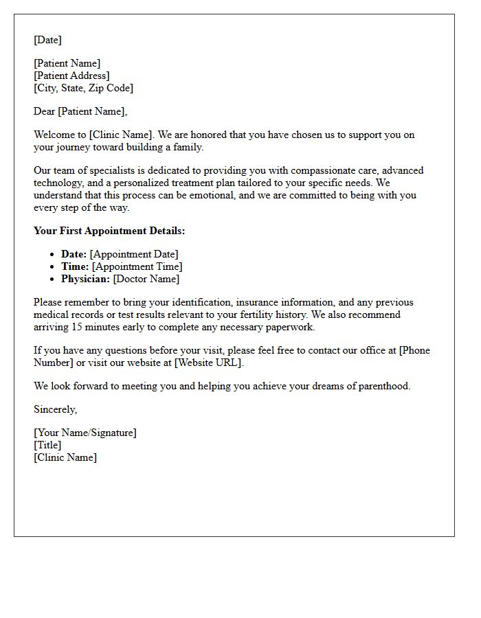 Welcome to Our Fertility Clinic Letter