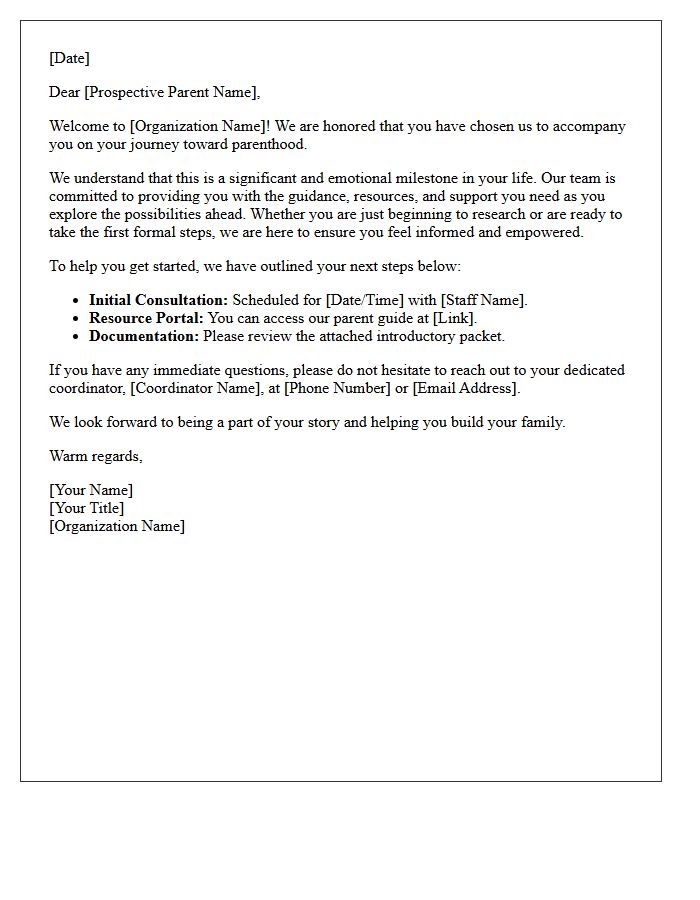 Prospective Parent Journey Welcome Letter