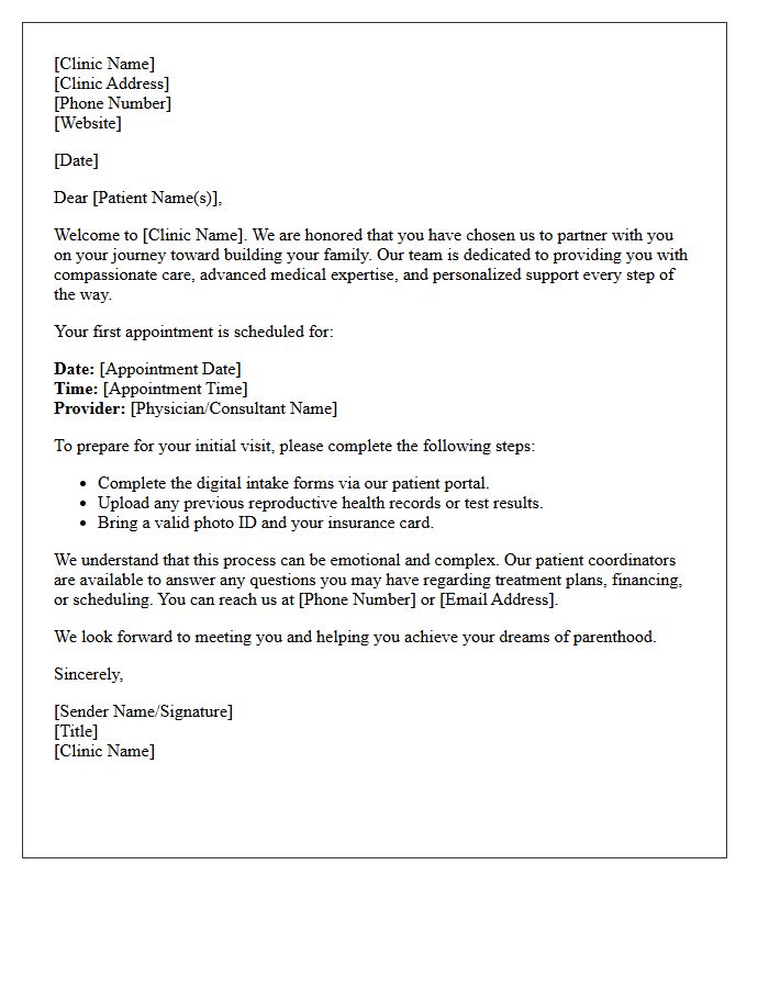 Family Building Clinic Welcome Letter