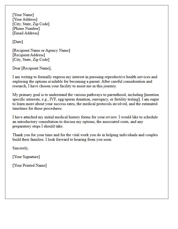 Reproductive Health Prospective Parent Letter
