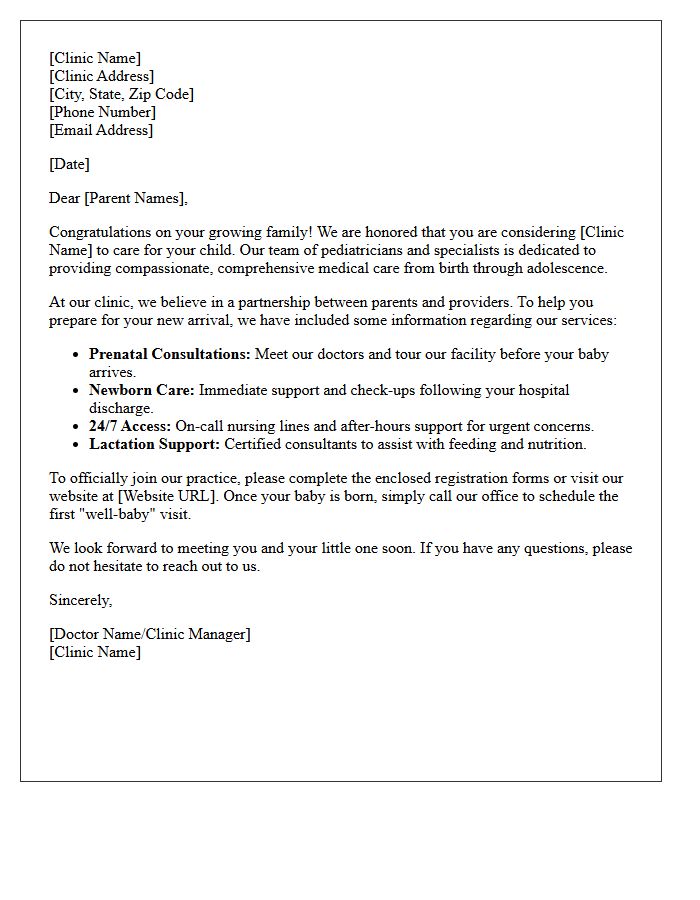 Medical Clinic Future Parent Welcome Letter