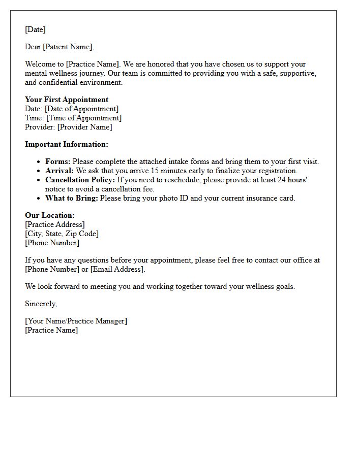 Mental Wellness Medical Practice Welcome Letter