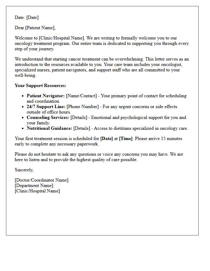 Welcome to Your Oncology Treatment Support Letter