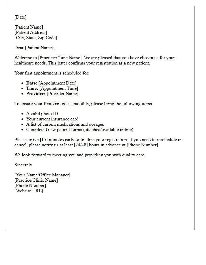 First-Time Patient Registration Welcome Letter