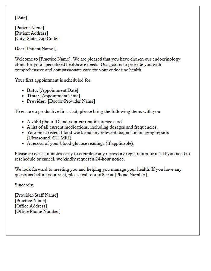 New Patient Endocrinology Welcome Letter